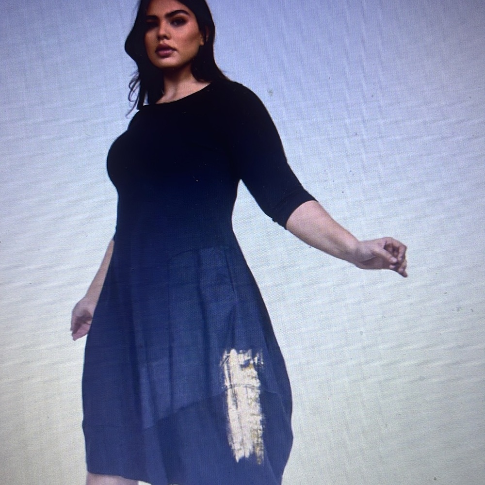 Blue Long Sleeve Crew Neck Midi dress - Picture 8 of 8